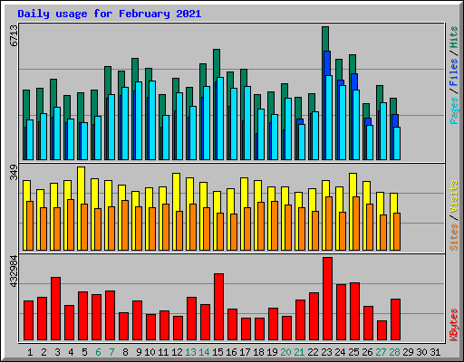 Daily usage for February 2021