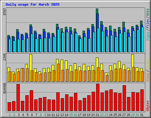 Daily usage for March 2025